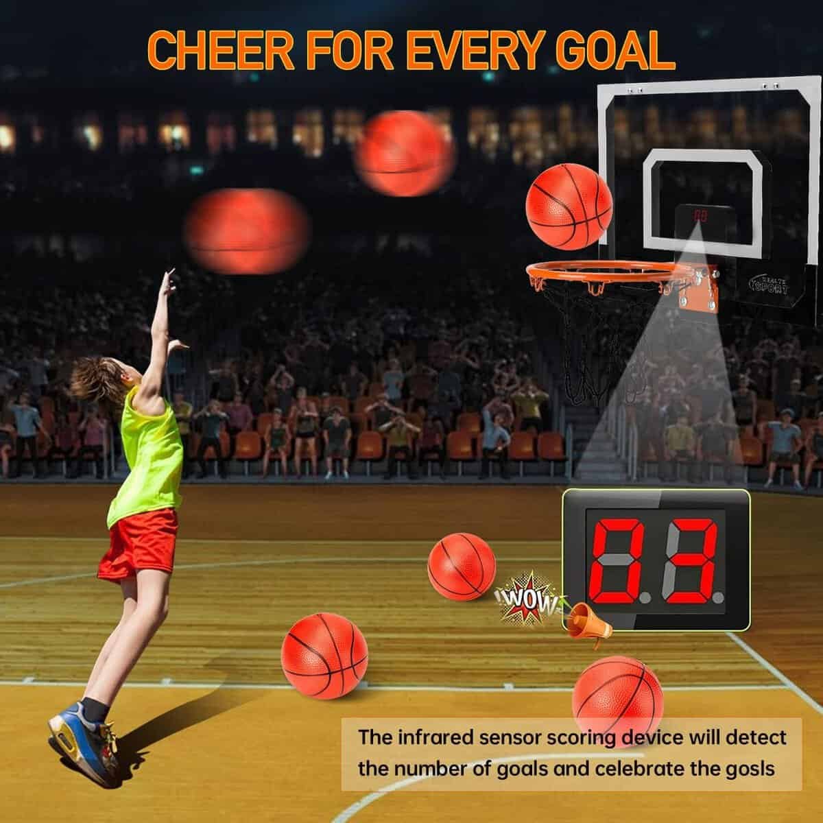 Door Basketball Hoop,Over The Door Basketball Hoop, Indoor Basketball Hoop for Door Kids Basketball Hoop Set with 3 Balls,Indoor Mini Basketball Hoop