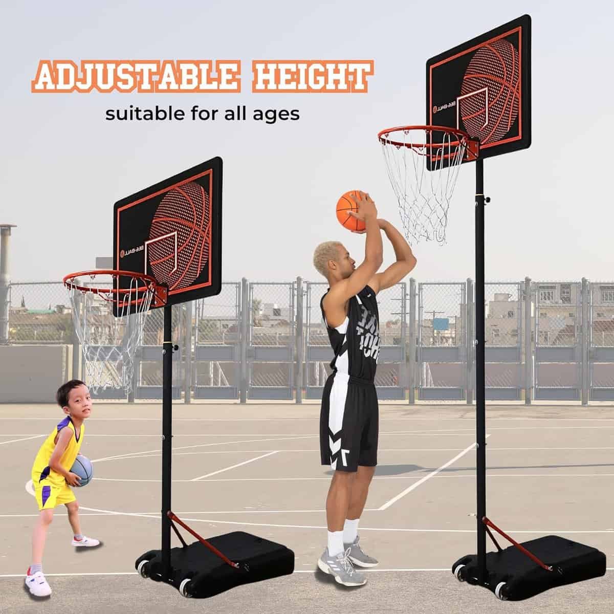 Bee-Ball Basketball Hoop Outdoor - Adjustable Height - Superior UV Resistant Backboard - Portable Basketball Hoop Goal System for Indoor Outdoor (5-7 ft.)
