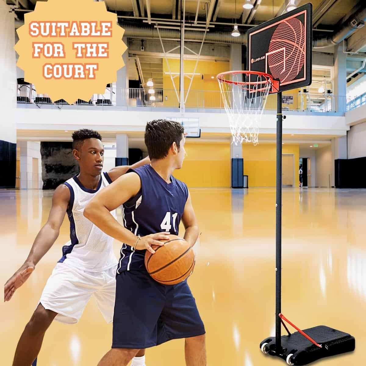 Bee-Ball Basketball Hoop Outdoor - Adjustable Height - Superior UV Resistant Backboard - Portable Basketball Hoop Goal System for Indoor Outdoor (5-7 ft.)