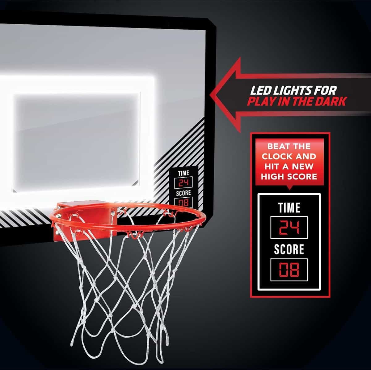 BLACK SERIES The LED Light-Up Basketball 18 Inch Hoop Sports Game with Mini Ball for Indoor/Outdoor Play During The Day or Night -Slam Dunk Approved