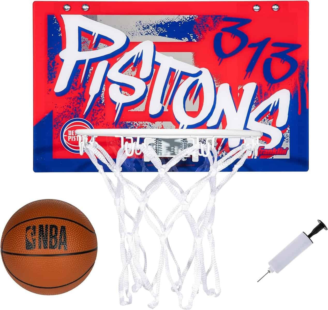 Franklin Sports NBA Team Over the Door Basketball Hoops - Kids Indoor Mini Basketball Hoop + Ball Set - NBA Fan Mini Hoops