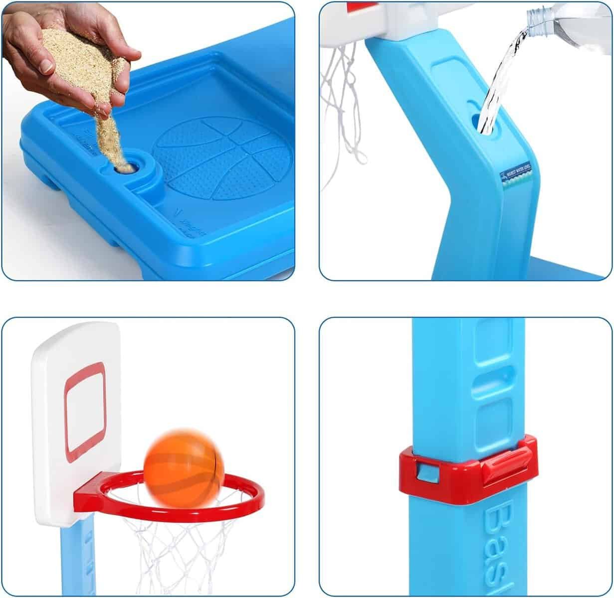 Fajiabao Toddler Basketball Hoop Indoor Adjustable Height Poolside Basketball Hoop Outdoor with Base Mini Basketball Hoop with 3 Balls Swimming Pool Toys Basketball Games for Kids Birthday Gift