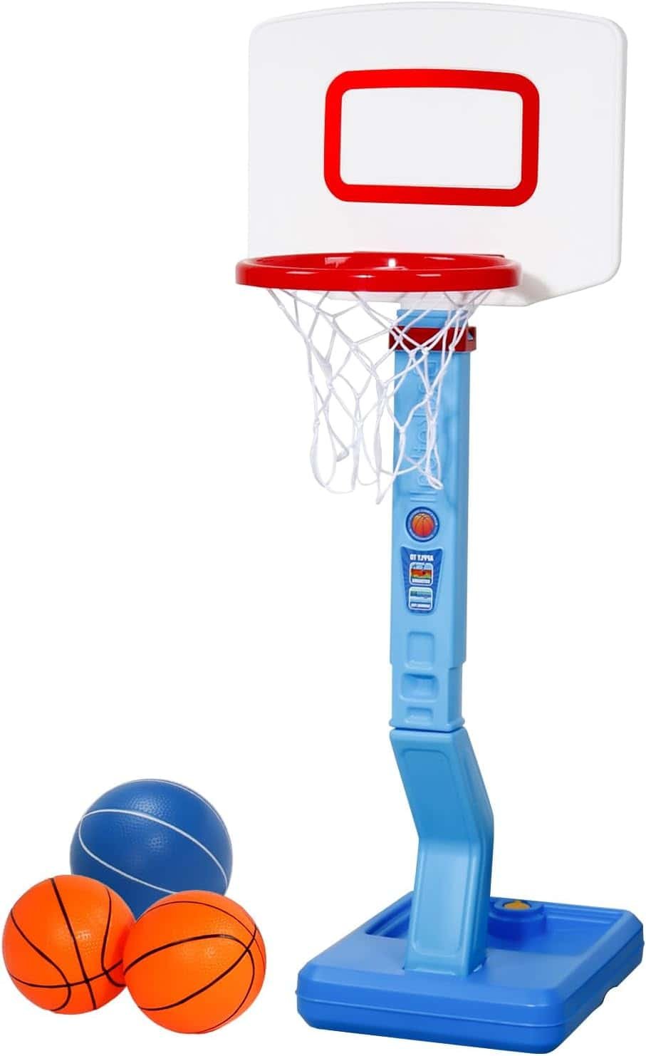 Fajiabao Toddler Basketball Hoop Indoor Adjustable Height Poolside Basketball Hoop Outdoor with Base Mini Basketball Hoop with 3 Balls Swimming Pool Toys Basketball Games for Kids Birthday Gift