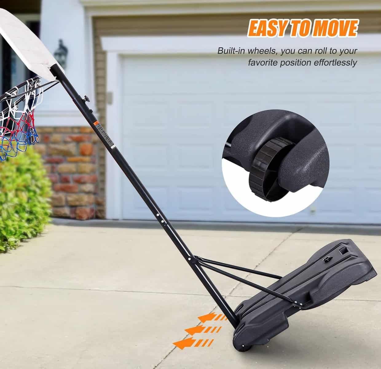 Portable Basketball Hoop Outdoor, 5.2-7Ft Height Adjustable Basketball Hoop Goal System with 28 Inch Backboard and Portable Wheels for Kids Adults