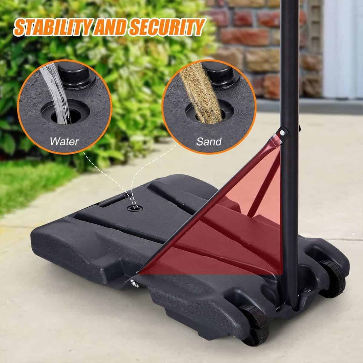 Portable Basketball Hoop Outdoor, 5.2-7Ft Height Adjustable Basketball Hoop Goal System with 28 Inch Backboard and Portable Wheels for Kids Adults