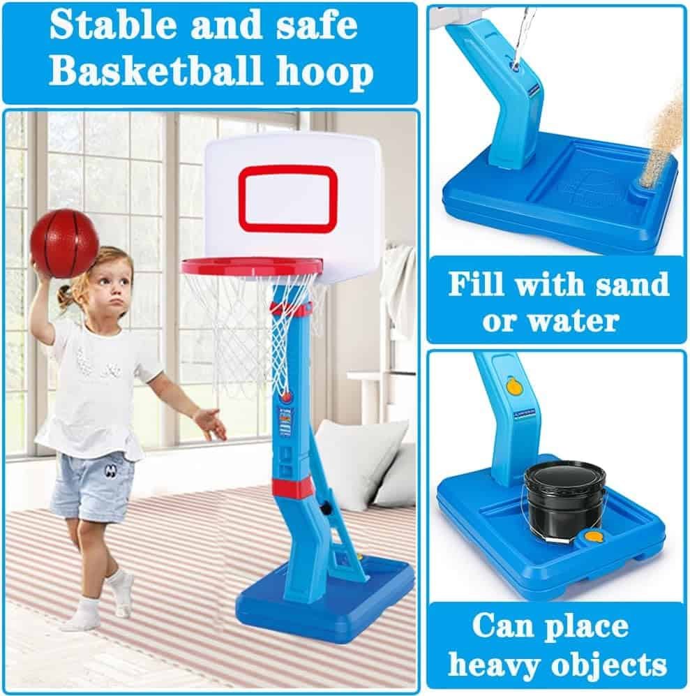 Toddler Basketball Hoop Mini Adjustable Poolside Basketball Goals with Ball Pump for Boys Girls Outdoor Toys for Backyard Games Outside Basketball Toy for Kids Age 1-3 4 5 6 7 8 Birthday Gifts