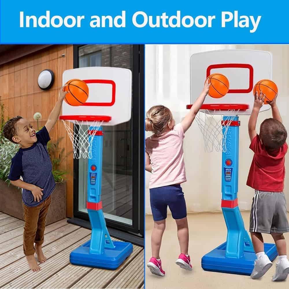 Toddler Basketball Hoop Mini Adjustable Poolside Basketball Goals with Ball Pump for Boys Girls Outdoor Toys for Backyard Games Outside Basketball Toy for Kids Age 1-3 4 5 6 7 8 Birthday Gifts