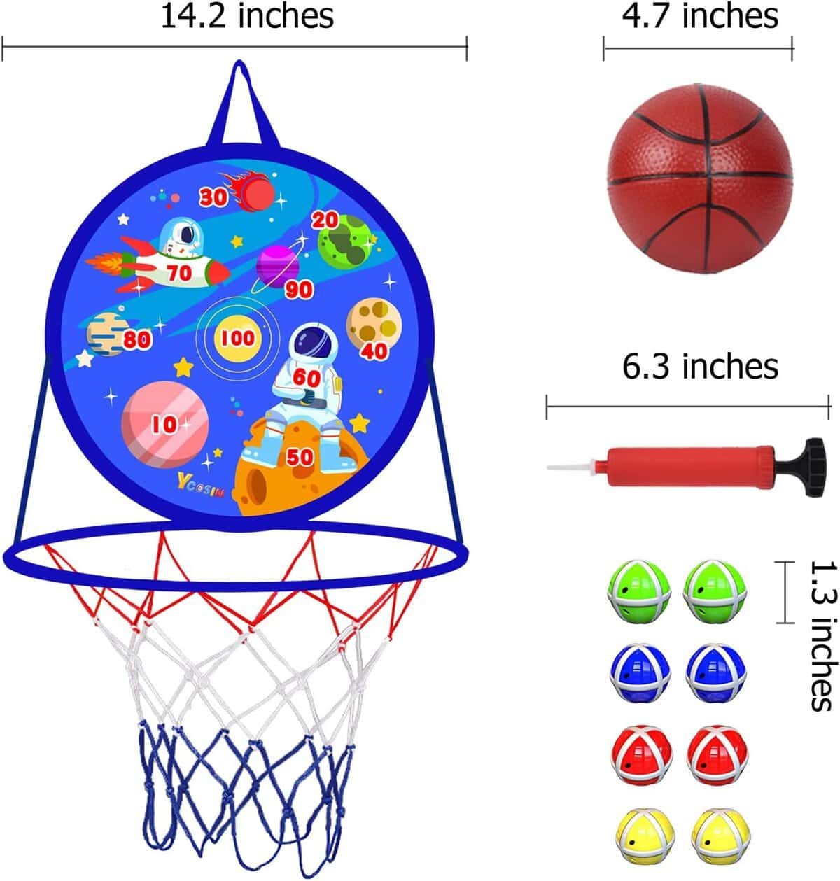 2 in 1 Basketball Hoop for Kids, Dart Board for Kids Boys Girls, Toddler Basketball Hoop Set，Easter Gifts for Kids