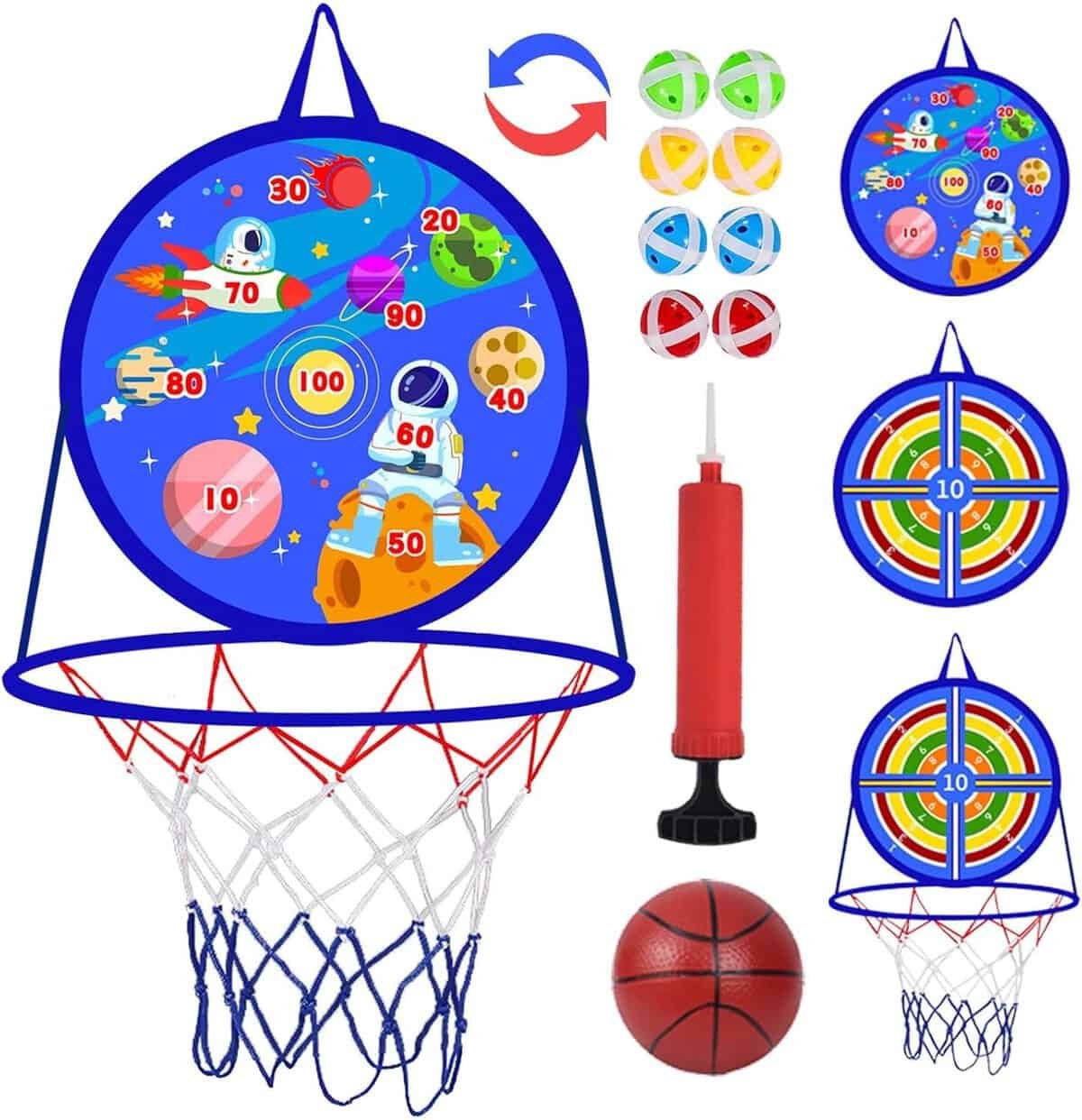 2 in 1 Basketball Hoop for Kids, Dart Board for Kids Boys Girls, Toddler Basketball Hoop Set，Easter Gifts for Kids