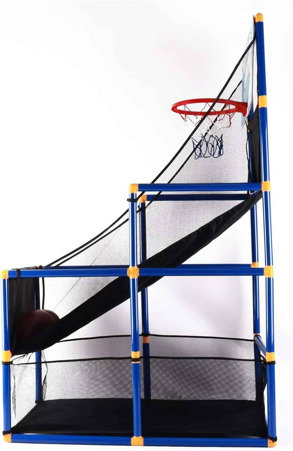 Vokodo Kids Home Basketball Court Shooting Game Includes 2 Balls Air Pump And Slide Ramp Great For Indoor Arcade Practice Improves Scoring Accuracy Sports Toys Active Play Gift For Children Boys Girls