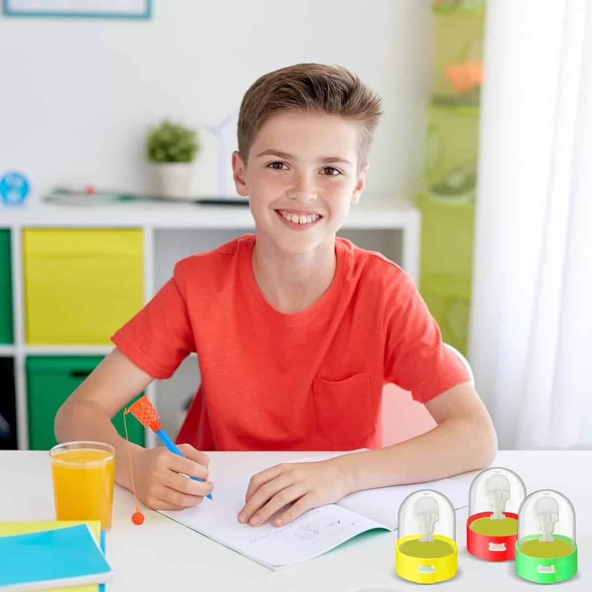 Honoson 48 Pcs Basketball Party Favors for School 24 Pcs Mini Basketball Games and 24 Pcs Sports Basketball Pens Hoop Pens Basketball Toys Basketball Shooting Games for Desktop Table Decorations