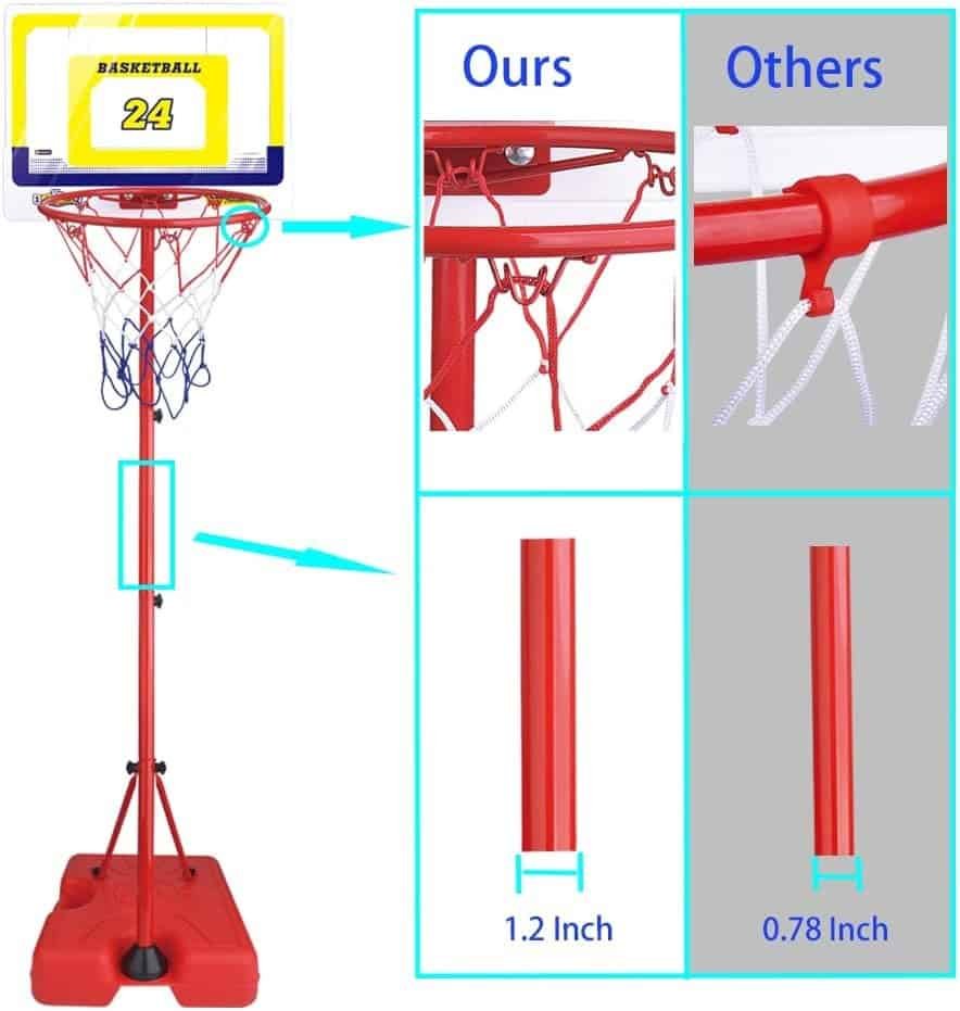 Kids Basketball Hoop Adjustable Height 3.5FT-6.2FT, Boys Toy Gifts for 3 4 5 6 7 8 Years Old,Mini Basketball Hoop for Kid Boys, Basketball Goal Toys Outdoor Indoor Game Gifts for Boys