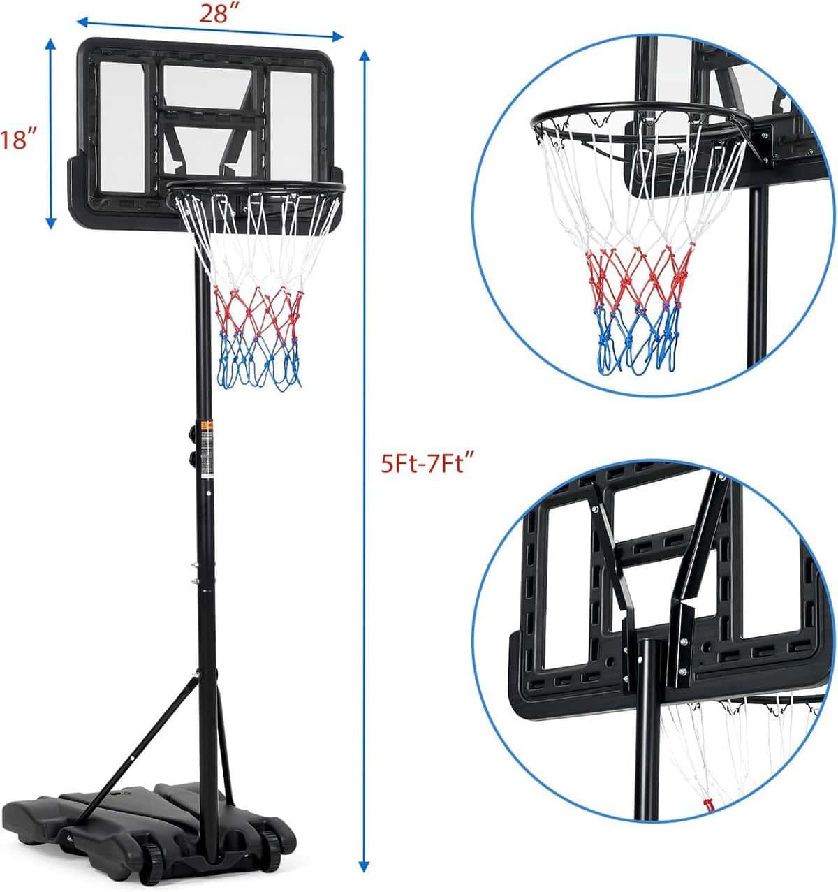 Kids Basketball Hoop,Outdoor Portable Adjustable Basketball Goal System with Height Adjustable 5-7 FT, 28 Backboard Wheels for Youth Adult at Indoor Outdoor 3+ Kids Basketball Hoop,Outdoor Portable Adjustable Basketball Goal System with Height Adjustable 5-7 FT, 28 Backboard Wheels for Youth Adult at Indoor Outdoor 3+