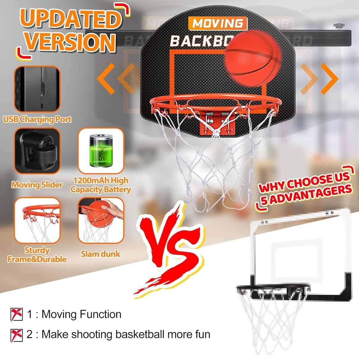 Moving Basketball Hoop Indoor for Kids and Adults, Pro Mini Basketball Hoop Over The Door with 3 Balls2 Air Pump, Toys for Boys Girls Age 6 7 8 9 10 11 12+ Year Old Moving Basketball Hoop Indoor for Kids and Adults, Pro Mini Basketball Hoop Over The Door with 3 Balls2 Air Pump, Toys for Boys Girls Age 6 7 8 9 10 11 12+ Year Old