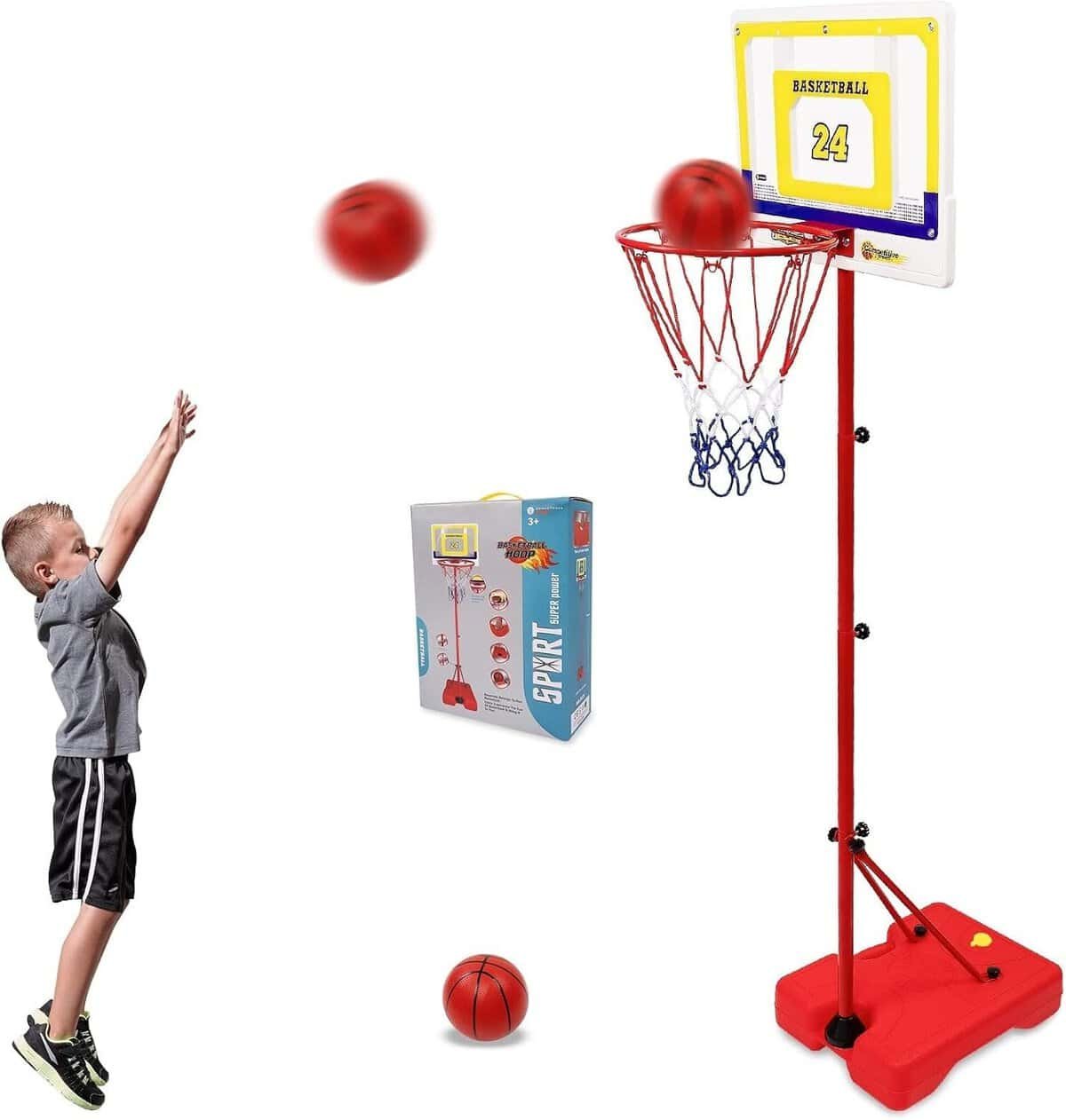 Toddler Basketball Hoop, Mini Portable Hoop with Adjustable Height Upto 3.5 FT-6.6 FT, Indoor Outdoor Basketball Goals Suitable for Girls, Boys, Age 3-12, 3 Balls