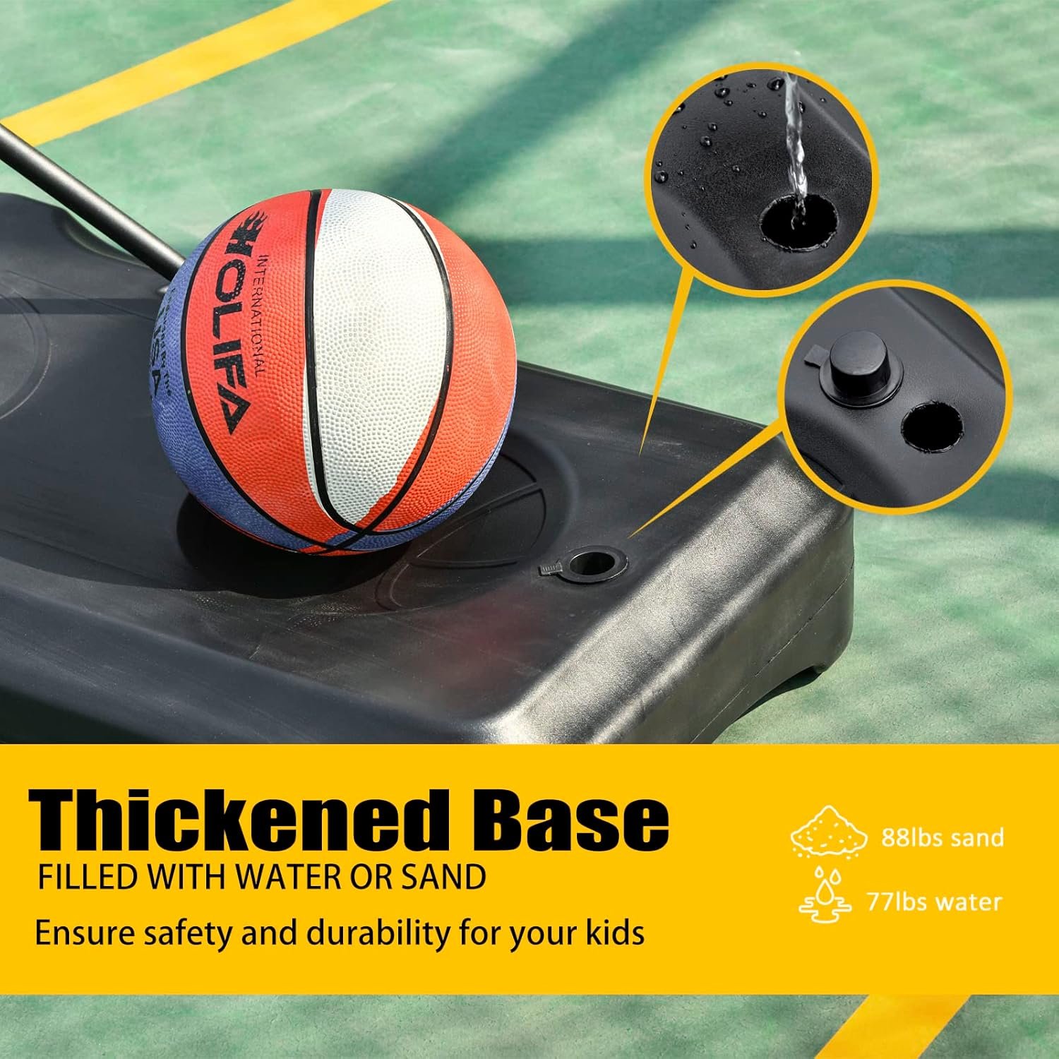 Phagatt Height Adjustable Basketball Hoop Stand, Portable Backboard System with 2 Wheels for Indoor or Outdoor Use, Adjusts from 5FT to 7FT - Black  Clear