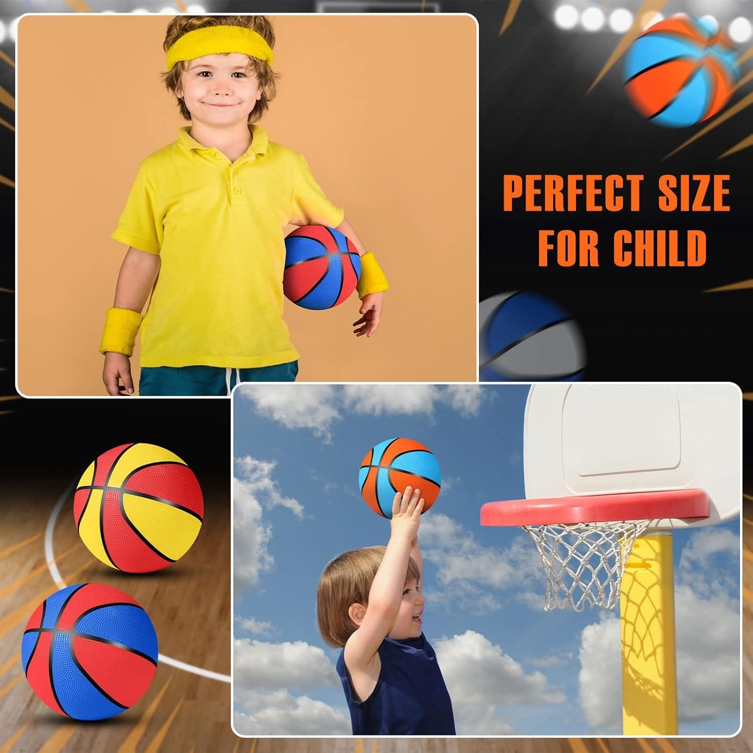 Jerify 12 Pcs Mini Basketball 7 Inch Mini Hoop Basketball Size 3 Small Basketball Rubber Basketball Assorted Colors Arcade Basketball Set with Air Pump for Indoor Outdoor Pool Party Favors Game