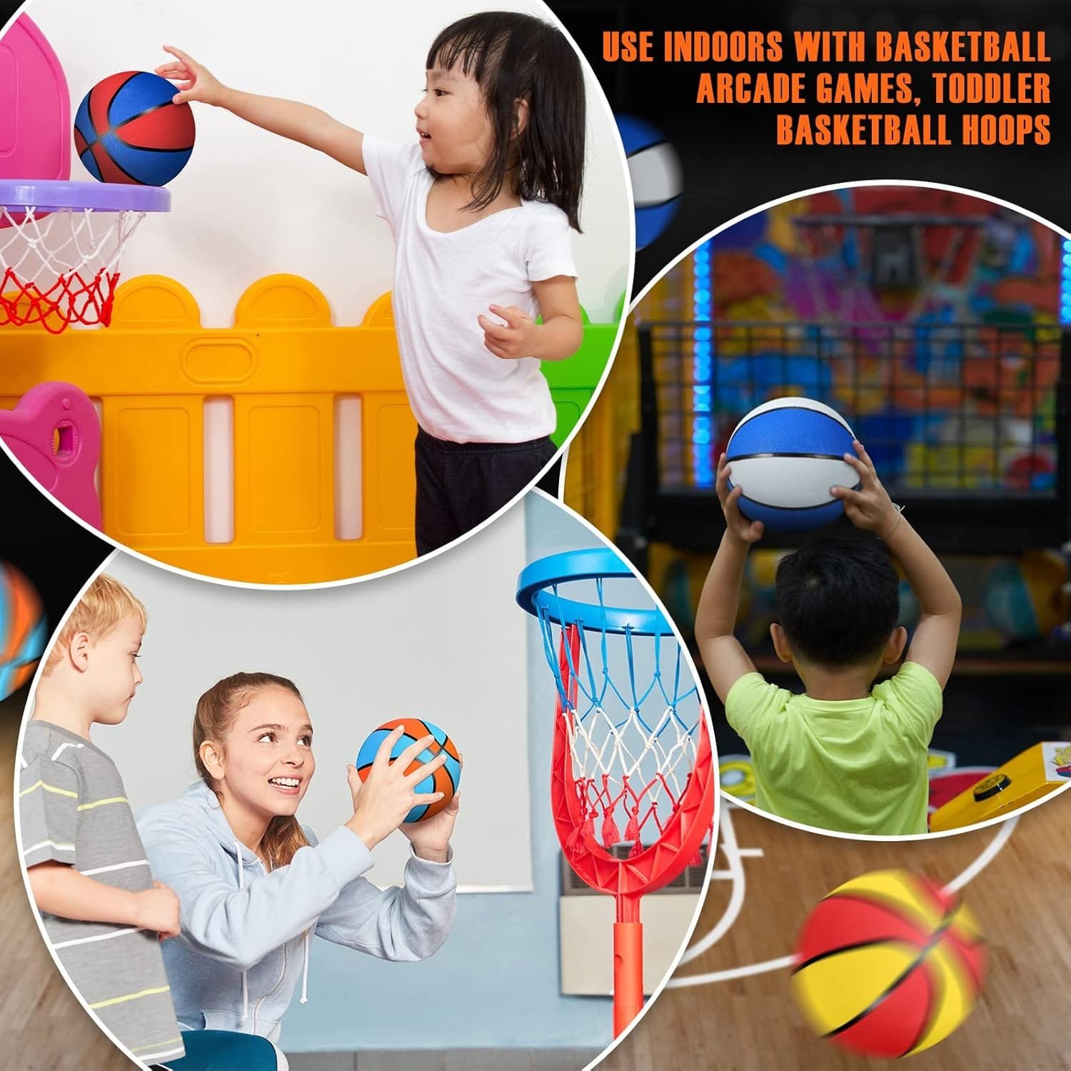 Jerify 12 Pcs Mini Basketball 7 Inch Mini Hoop Basketball Size 3 Small Basketball Rubber Basketball Assorted Colors Arcade Basketball Set with Air Pump for Indoor Outdoor Pool Party Favors Game