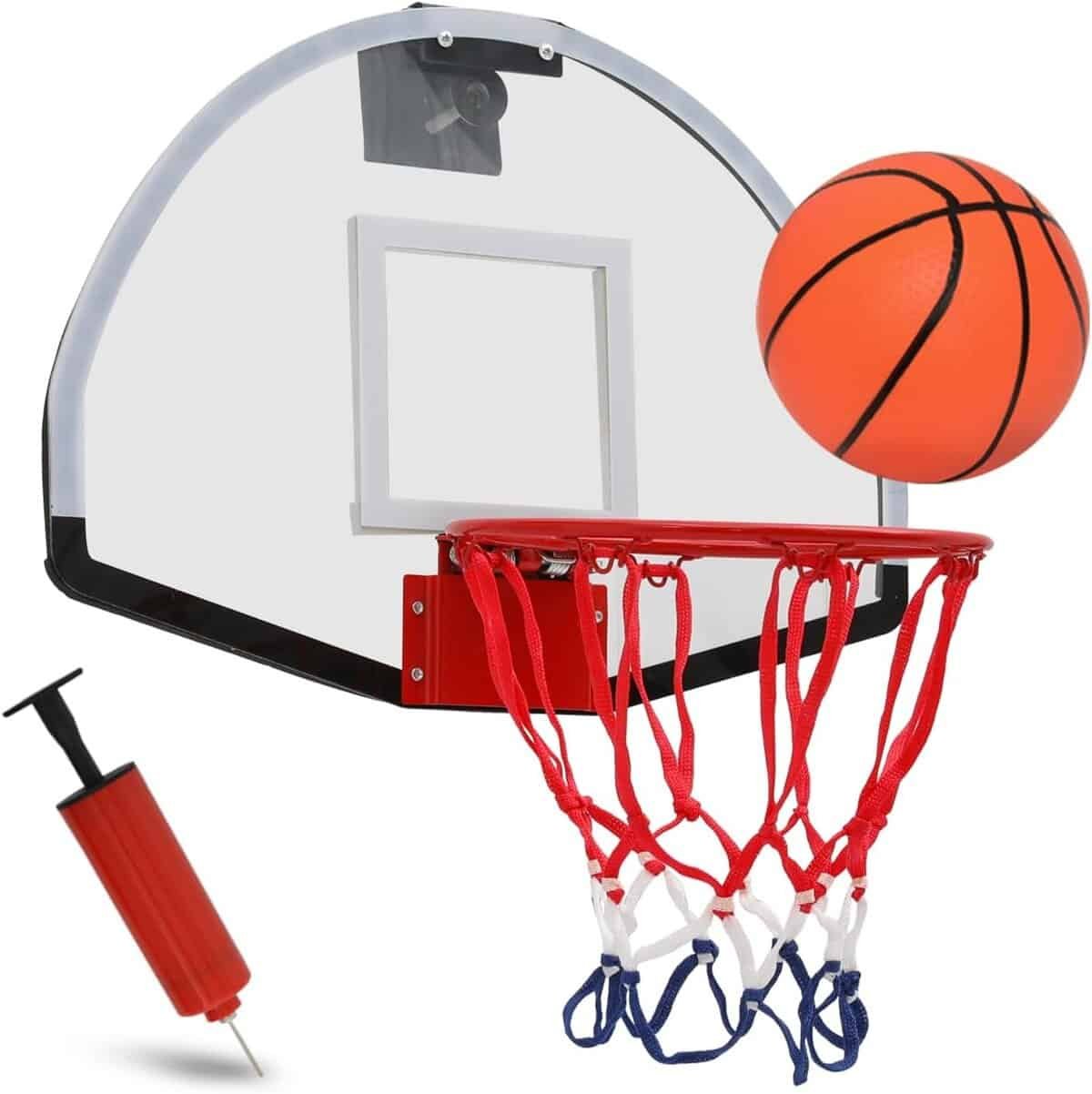 MoNiBloom Mini Basketball Hoop for Adults 18 x 13 Portable Door Transparent Board Basketball Hoops for Garage Room Office Wall Mounted Basketball Game Toys with Balls Gifts for Teens, White